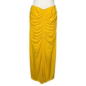 House of Harlow 1960 Ruched Maxi Skirt Medium Daffodil Yellow